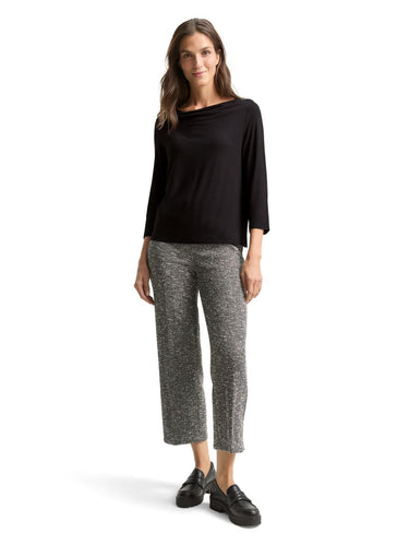 Langarmshirt mit Wasserfallkragen