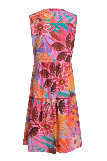 sleeveless roundneck dress with volants