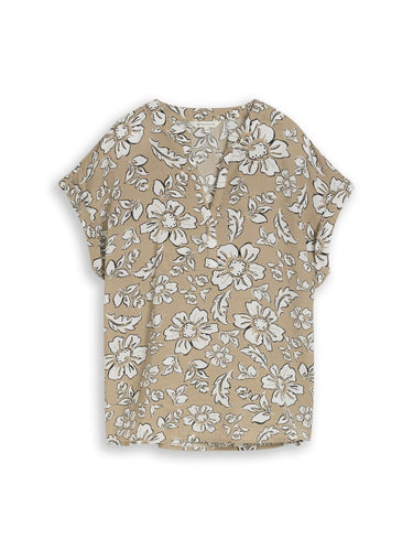 Loose Fit Bluse mit V-Ausschnitt