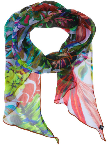 Seide Schal Langer Seidenschal mit Blumen-Design im Bias Cut
