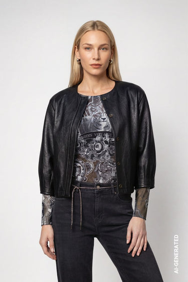 Jacke in Lederoptik