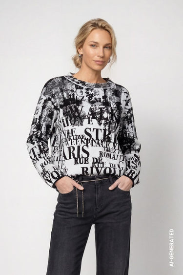 Strickpullover mit Buchstabenjacquard-Muster