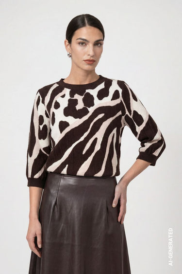 Strickpullover mit Leo-Tiger-Mustermischung