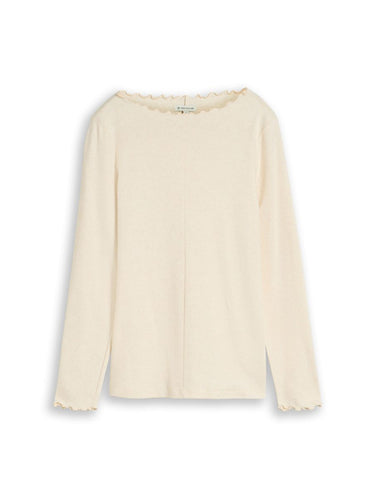 Langarmshirt mit gewelltem Kragen