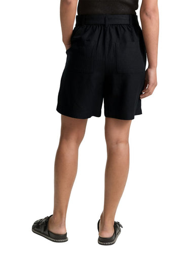 Loose Straight Bermuda Shorts mit Leinenanteil