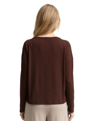 Loose Fit Langarmshirt mit Rippstruktur