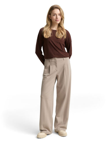 Loose Fit Langarmshirt mit Rippstruktur