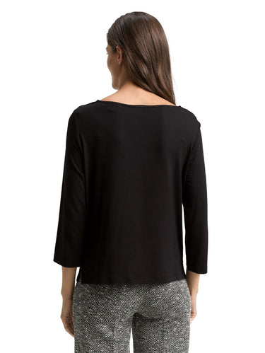 Langarmshirt mit Wasserfallkragen