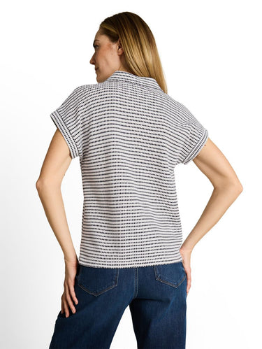 Loose Fit Jacquard T-Shirt mit Polokragen