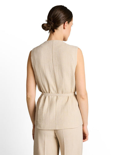 Crinkle Blazer-Weste mit Leinenanteil