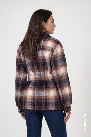 Karo Hemdjacke mit Bindegürtel