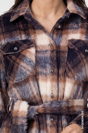Karo Hemdjacke mit Bindegürtel