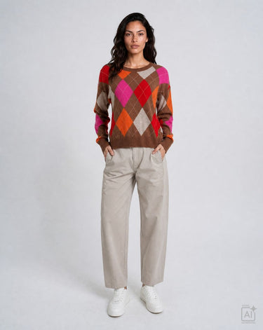 roundneck pullover with oversized shoulders
