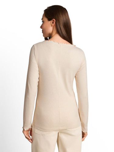 Langarmshirt mit gewelltem Kragen