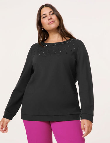 Samoon Damen Sweatshirt mit Ziersteinen