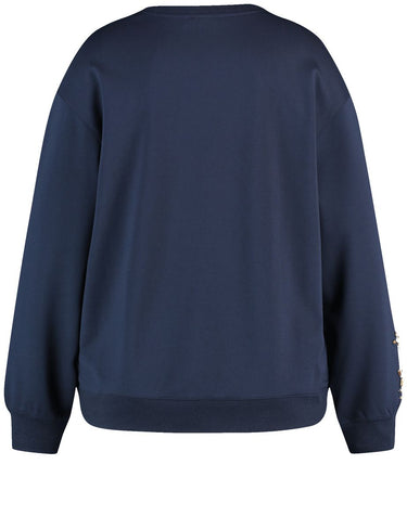 Samoon Damen Sweatshirt mit Glitzersteinen