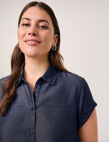 Kurzarmbluse im Jeans-Look