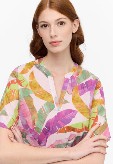 Bluse Leinwandgewebe Kurzarm