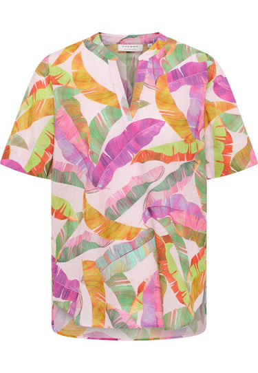 Bluse Leinwandgewebe Kurzarm