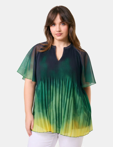Plisseebluse mit kurzem Ärmeln