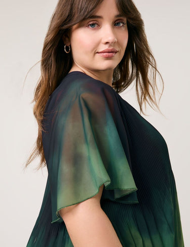 Plisseebluse mit kurzem Ärmeln
