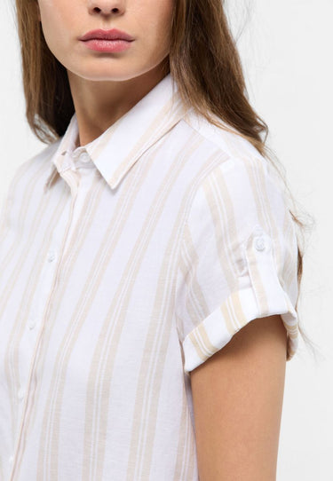 Eterna Damen Shirt Bluse Leinen Kurzarm