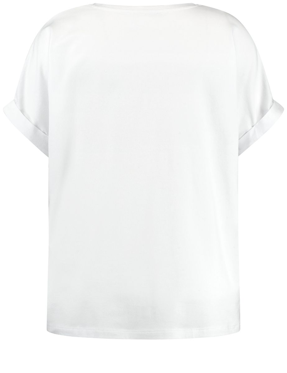 Samoon Damen T-Shirt mit Frontprint und Pailletten-Dekor