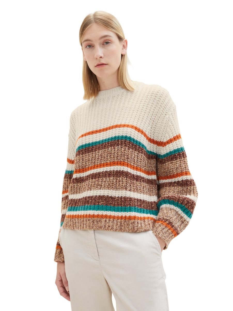 Tom Tailor Damen Gestreifter Strickpullover